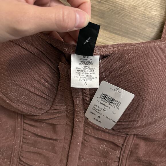 Windsor Glitter Corset Top Dusty Mauve – Size Small NWT Long Sleeve Blouse - Picture 4 of 4